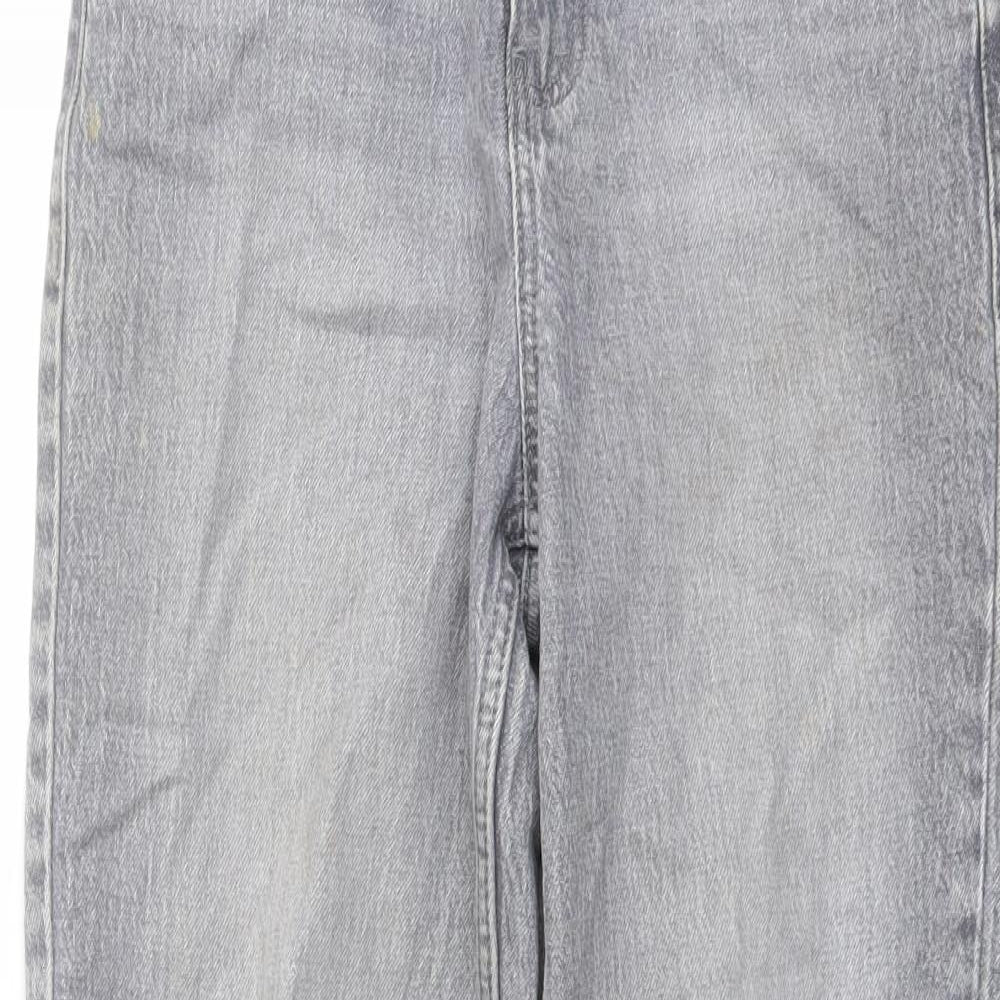 New Look Womens Grey Cotton Mom Jeans Size 8 L24 in Regular Button