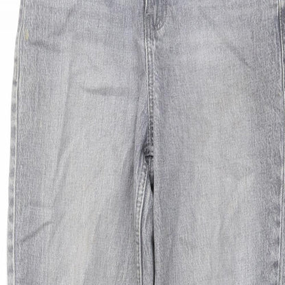 New Look Womens Grey Cotton Mom Jeans Size 8 L24 in Regular Button