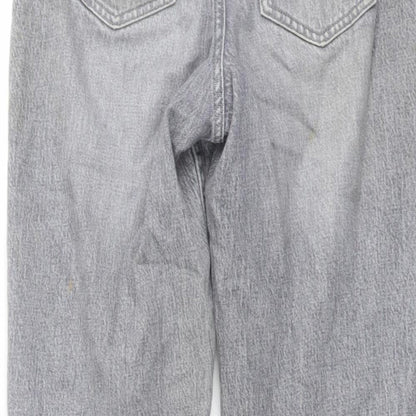 New Look Womens Grey Cotton Mom Jeans Size 8 L24 in Regular Button