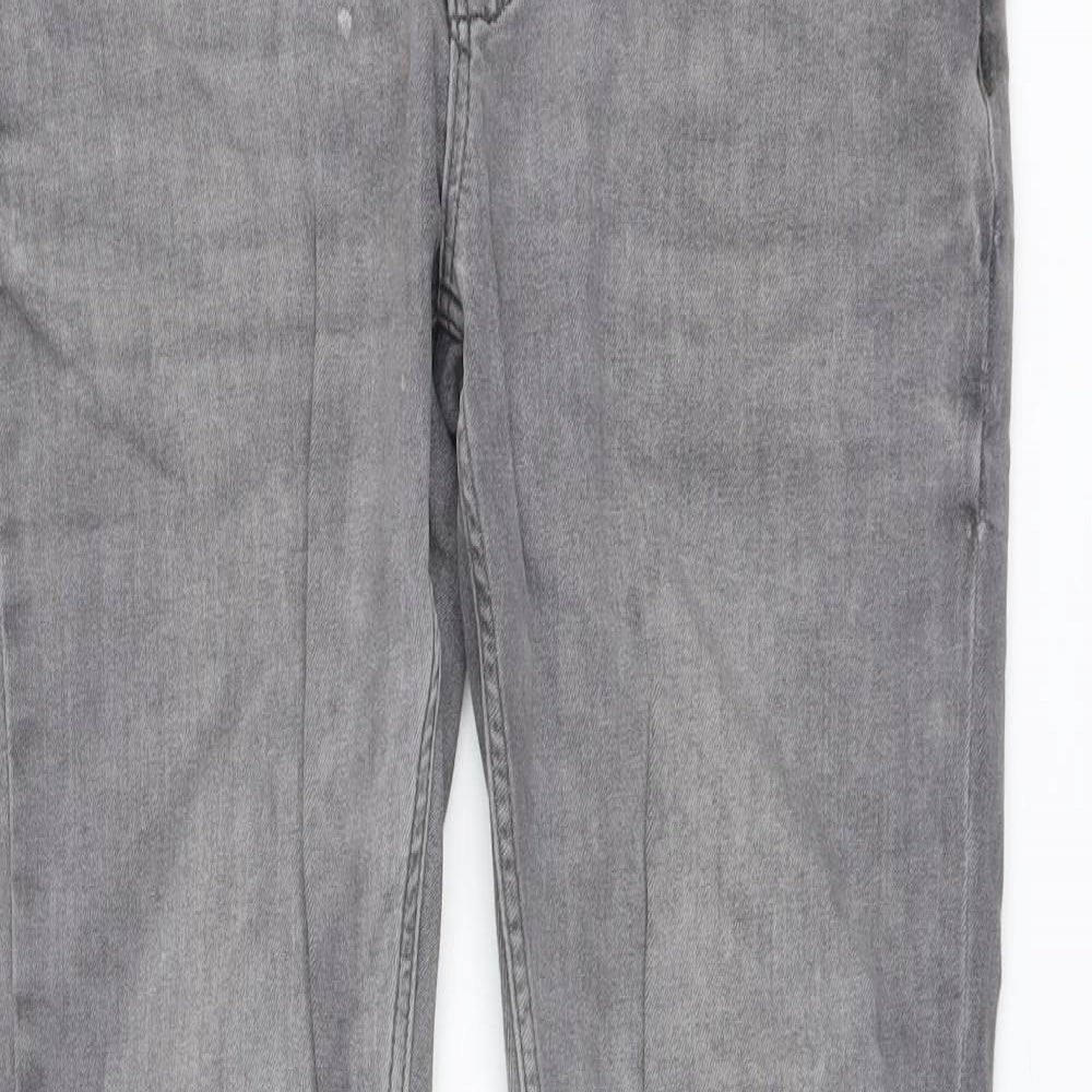 Zara Mens Grey Cotton Straight Jeans Size 30 in L31 in Regular Button