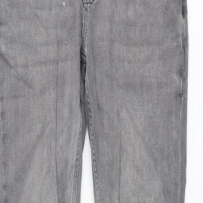 Zara Mens Grey Cotton Straight Jeans Size 30 in L31 in Regular Button
