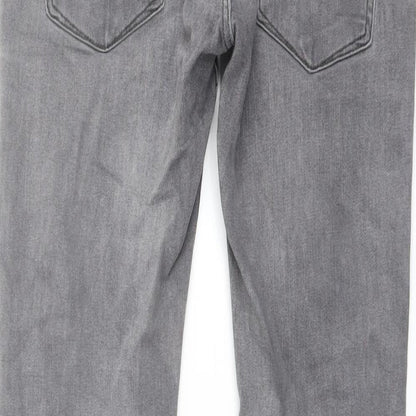 Zara Mens Grey Cotton Straight Jeans Size 30 in L31 in Regular Button