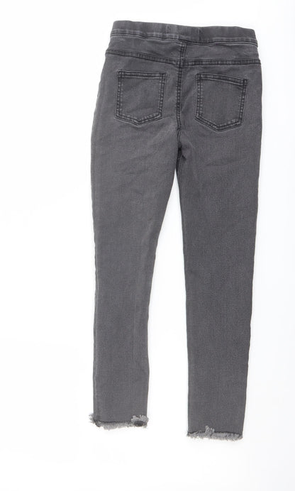 Denim & Co. Girls Grey Cotton Skinny Jeans Size 10-11 Years Regular Pullover