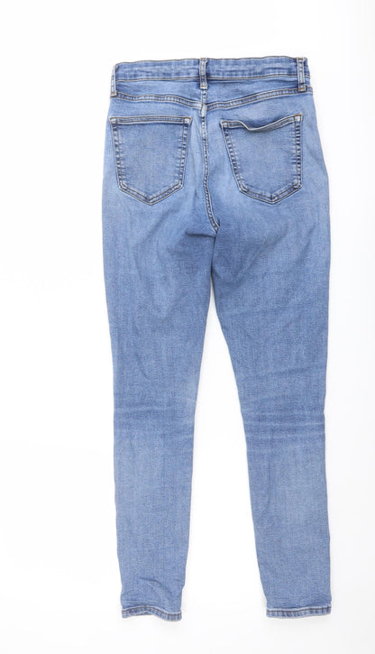 Topshop Womens Blue Cotton Skinny Jeans Size 26 in L26 in Regular Button
