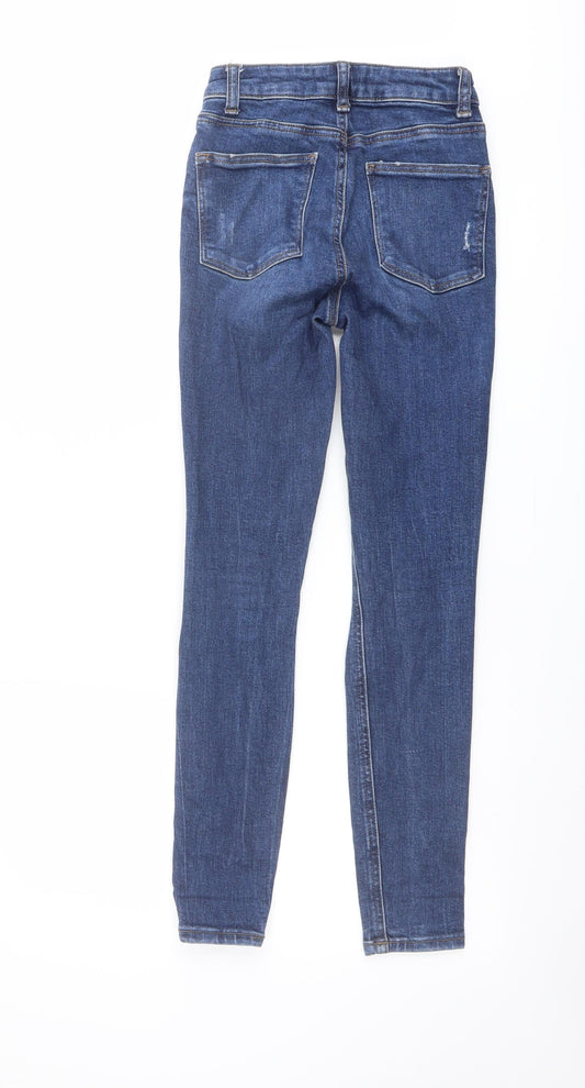 Denim & Co. Womens Blue Cotton Skinny Jeans Size 6 L27 in Regular Button
