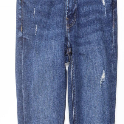 Denim & Co. Womens Blue Cotton Skinny Jeans Size 6 L27 in Regular Button