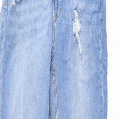 H&M Womens Blue Cotton Straight Jeans Size 6 L27 in Regular Button