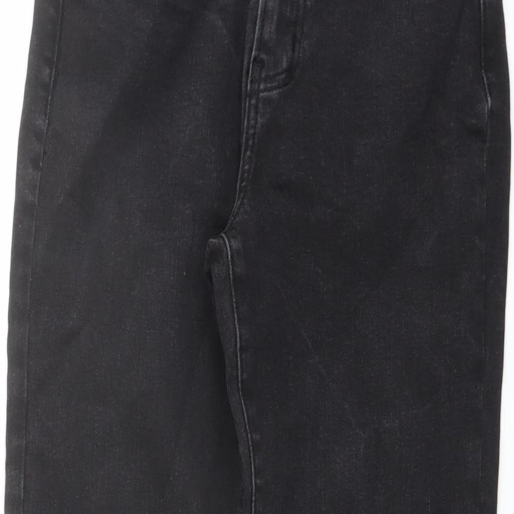 Denim & Co. Womens Grey Cotton Straight Jeans Size 4 L28 in Regular Button