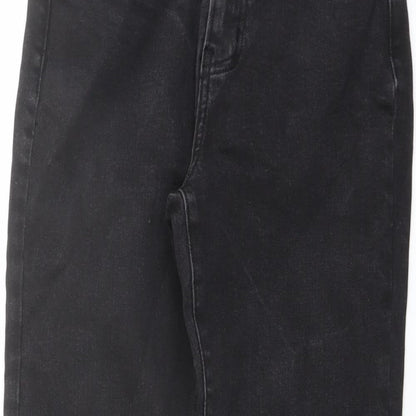 Denim & Co. Womens Grey Cotton Straight Jeans Size 4 L28 in Regular Button