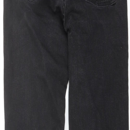 Denim & Co. Womens Grey Cotton Straight Jeans Size 4 L28 in Regular Button