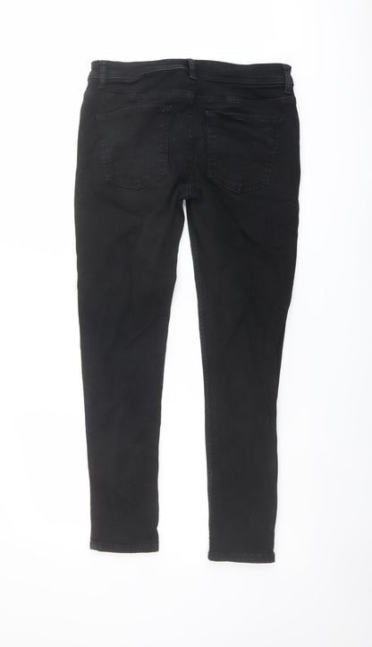 Denim & Co. Mens Black Cotton Straight Jeans Size 32 in L30 in Regular Button