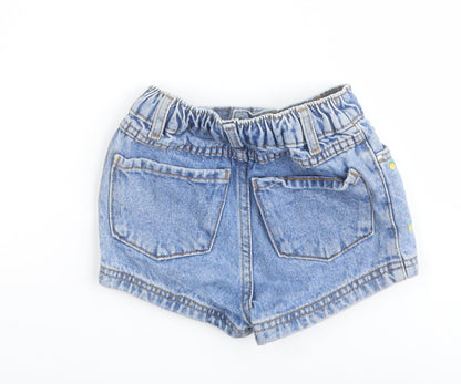Denim & Co. Girls Blue Geometric Cotton Hot Pants Shorts Size 2-3 Years Regular Zip