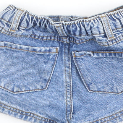 Denim & Co. Girls Blue Geometric Cotton Hot Pants Shorts Size 2-3 Years Regular Zip