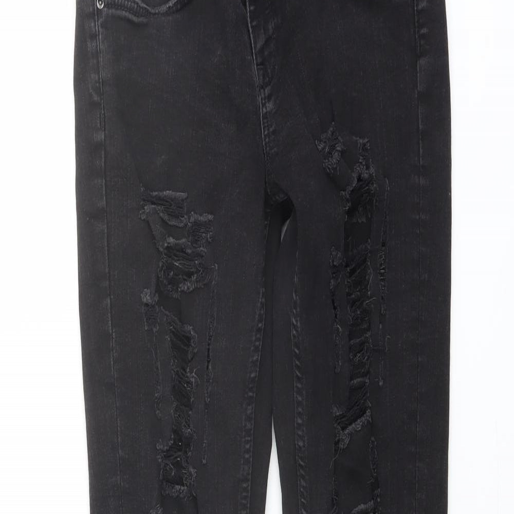 Zara Womens Grey Cotton Skinny Jeans Size 8 L28 in Regular Button