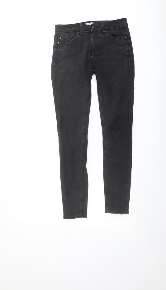 Zara Womens Grey Cotton Skinny Jeans Size 6 L27 in Regular Button
