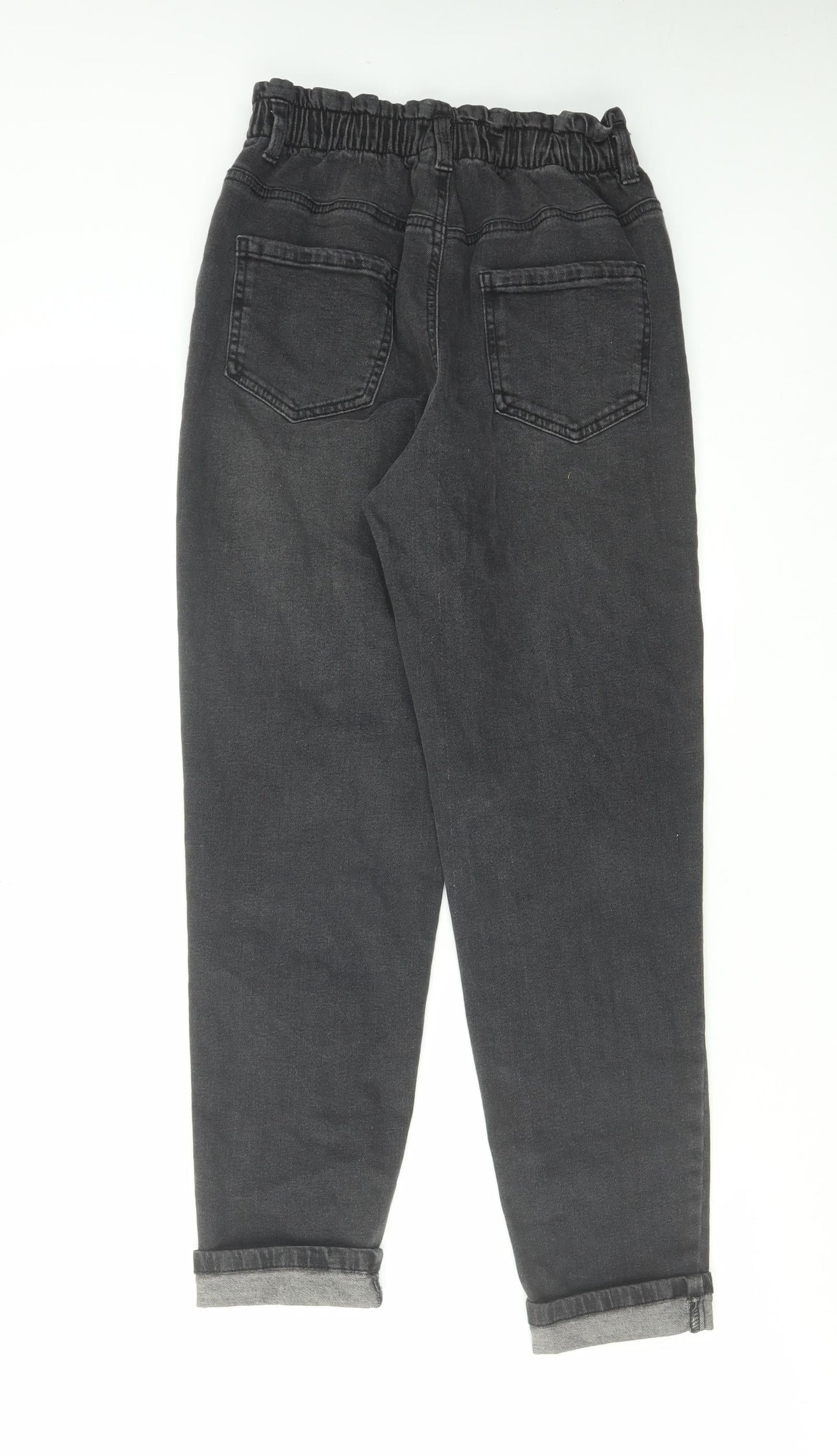 Destination Girls Black Cotton Straight Jeans Size 12 Years Regular Zip