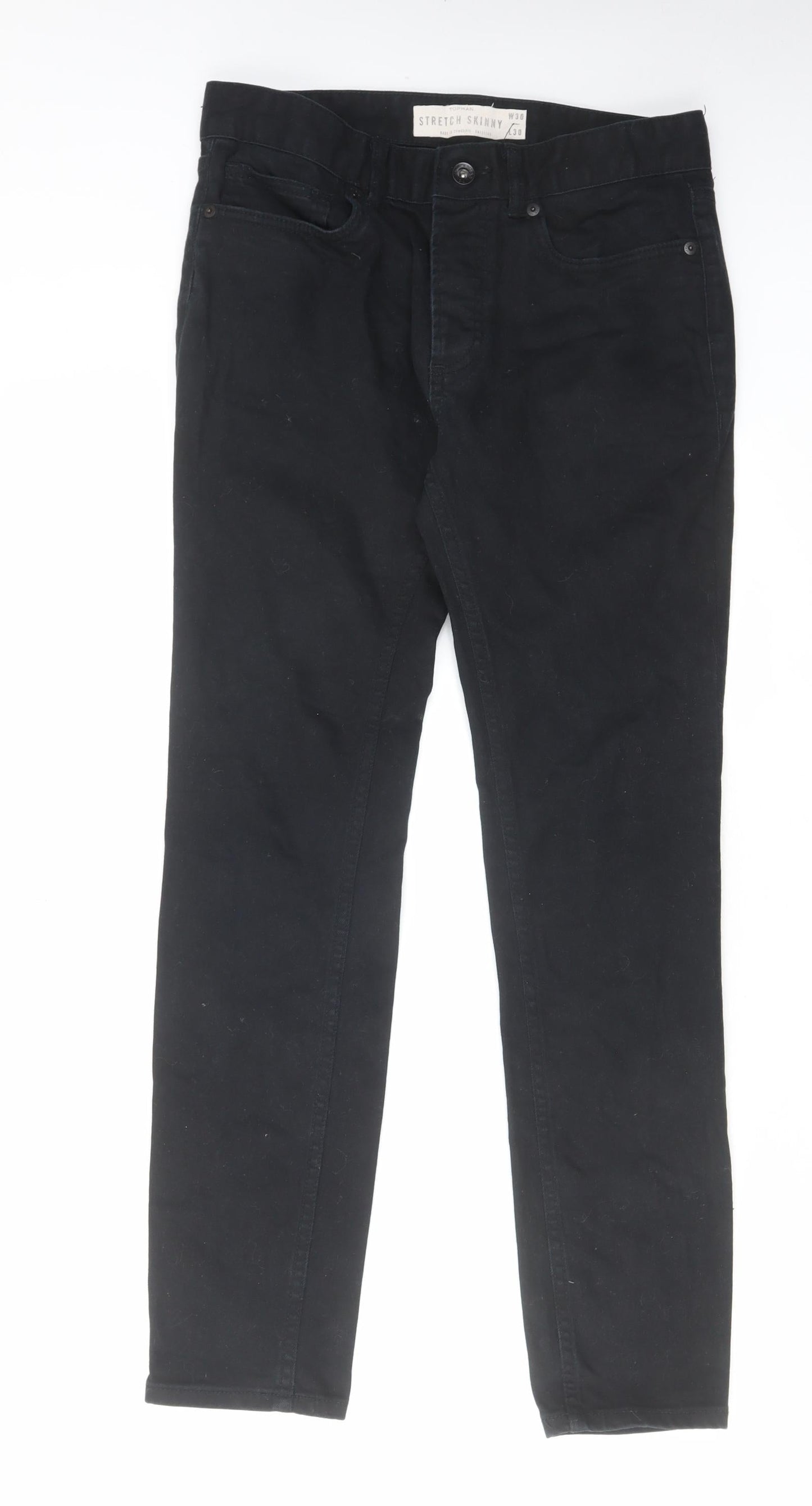 Mens UK Size 30 in Topman Slim Fit Skinny Black Jeans