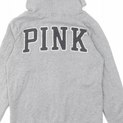 PINK Womens Grey Cotton Full Zip Hoodie Size XS Zip