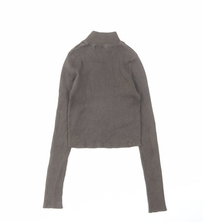 Womens UK Size XS Pull&Bear Grey Basic T-Shirt