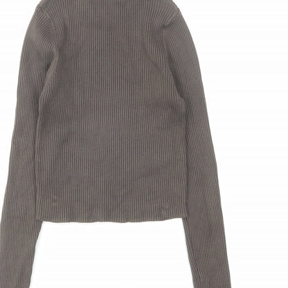 Womens UK Size XS Pull&Bear Grey Basic T-Shirt