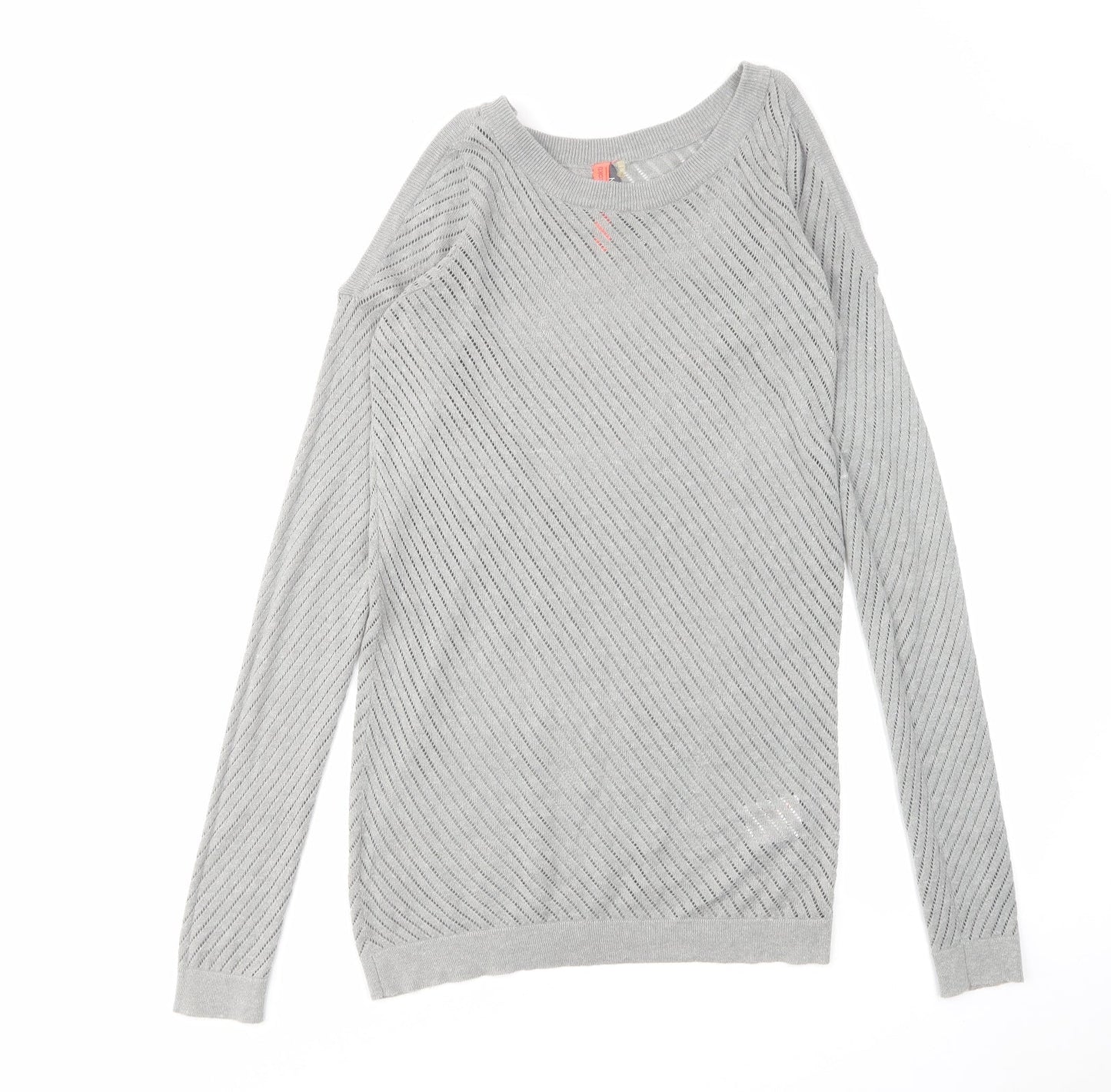 Zakti Womens Grey Round Neck Cotton Pullover Jumper Size S - Cold Shoulder