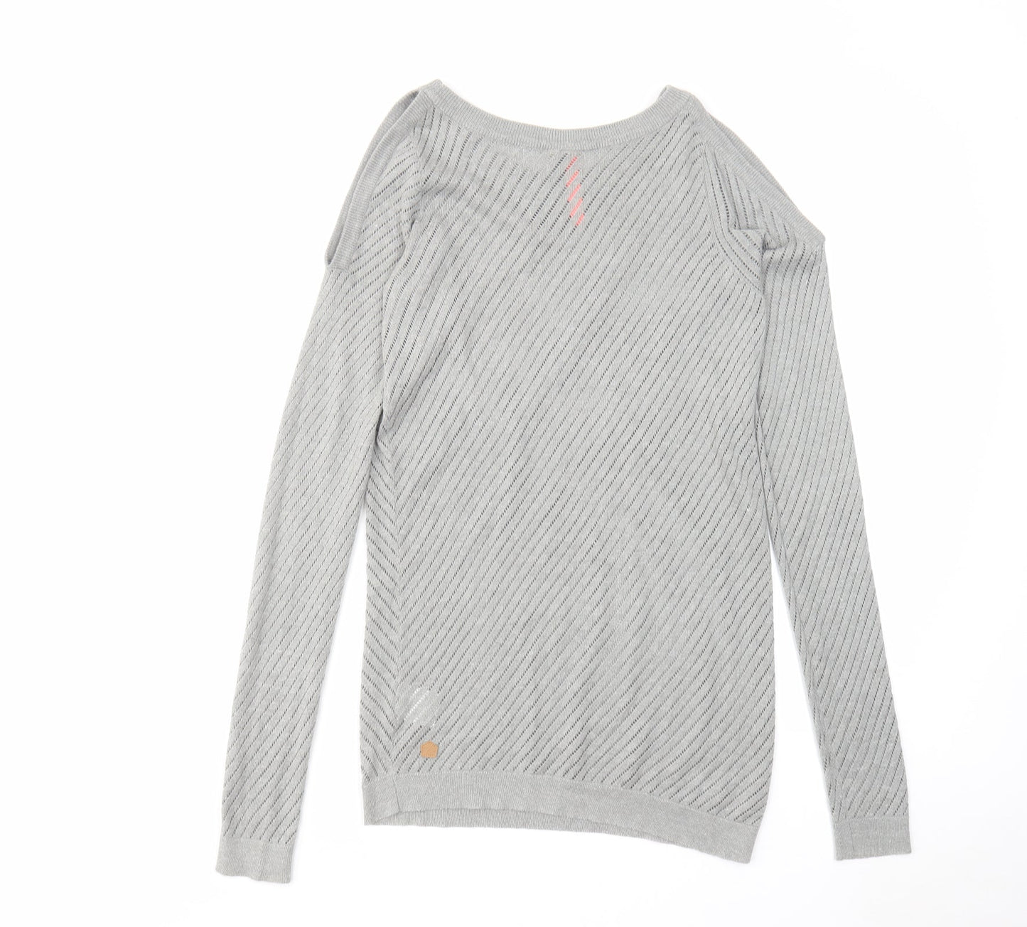 Zakti Womens Grey Round Neck Cotton Pullover Jumper Size S - Cold Shoulder