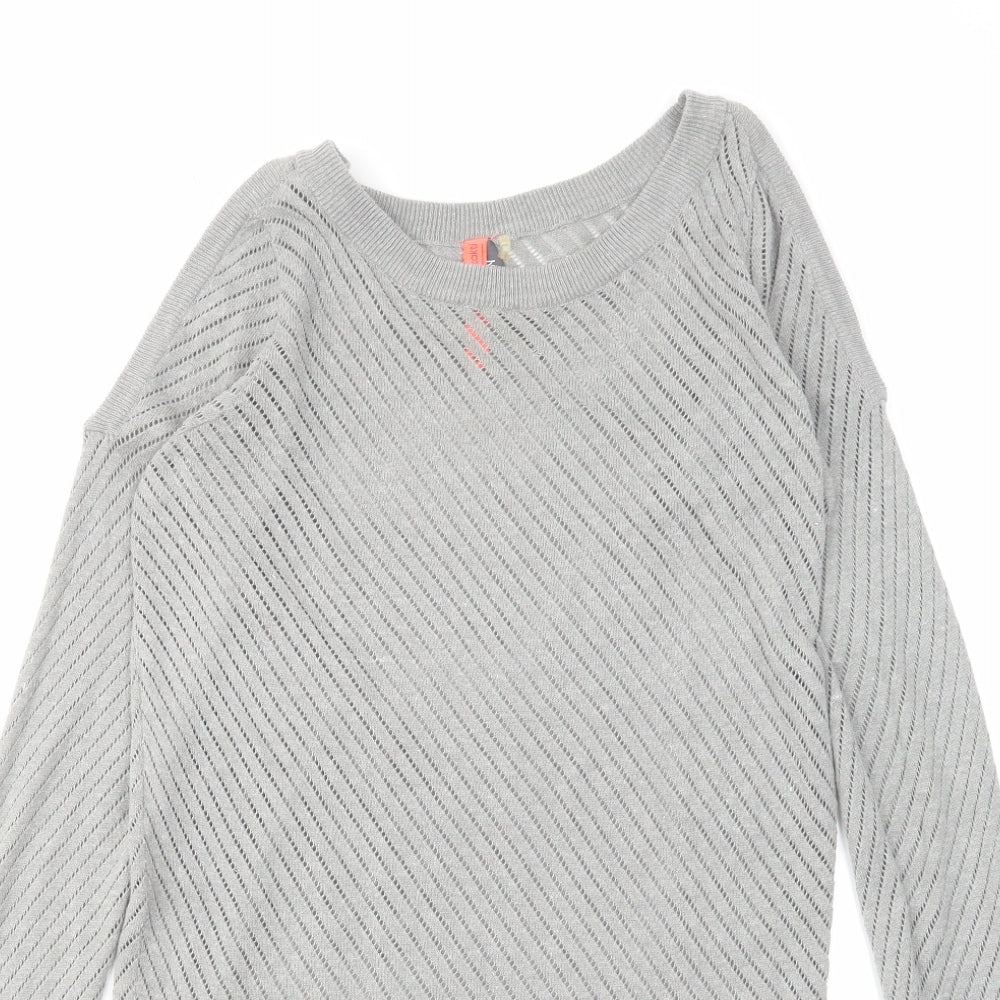 Zakti Womens Grey Round Neck Cotton Pullover Jumper Size S - Cold Shoulder