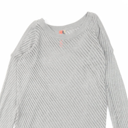 Zakti Womens Grey Round Neck Cotton Pullover Jumper Size S - Cold Shoulder