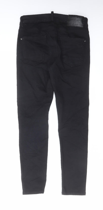 Zara Womens Black Cotton Skinny Jeans Size 10 L27 in Regular Zip