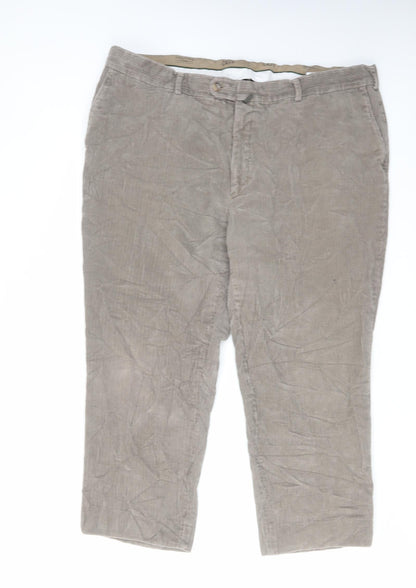 DG'S Prestige Mens Brown Cotton Trousers Size 44 in L25 in Regular Zip