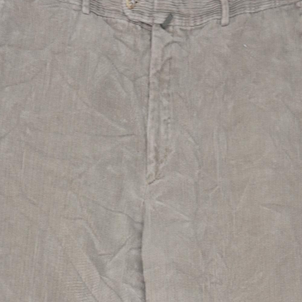 DG'S Prestige Mens Brown Cotton Trousers Size 44 in L25 in Regular Zip
