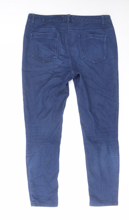 South Womens Blue Cotton Skinny Jeans Size 14 L28 in Regular Zip