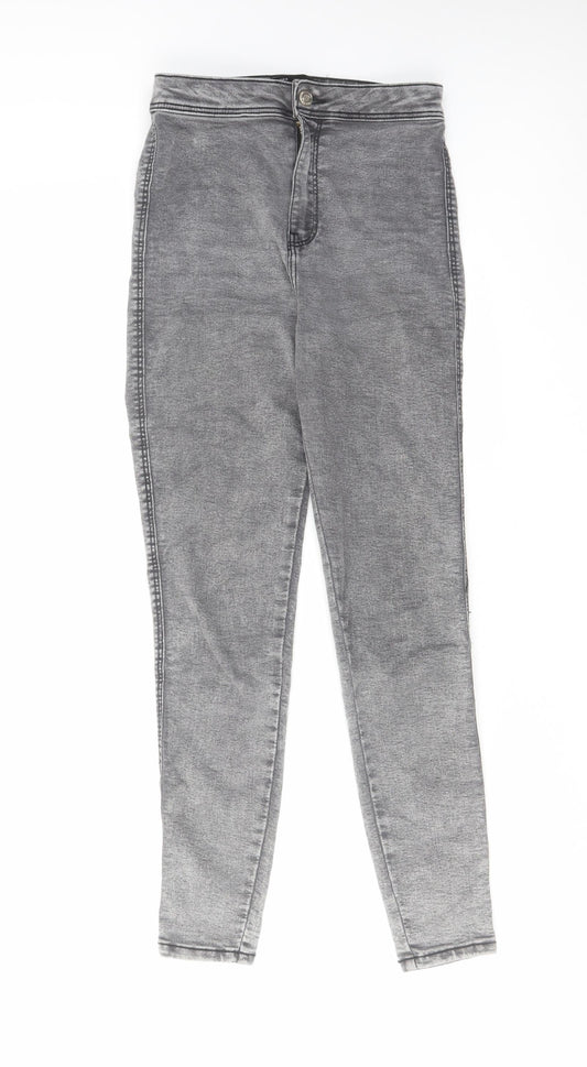 Bershka Womens Grey Cotton Skinny Jeans Size 8 L27 in Regular Zip