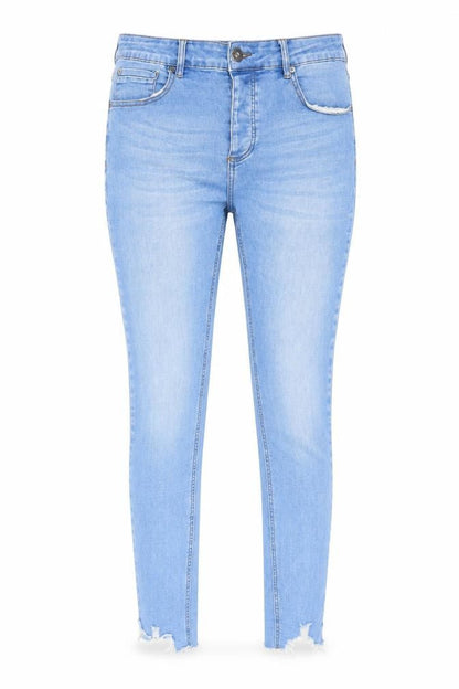 Asylum Womens Blue Cotton Skinny Jeans Size 34 in L30 in Regular Zip - Raw Hems