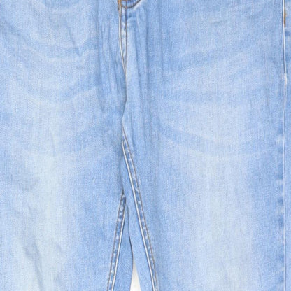 Asylum Womens Blue Cotton Skinny Jeans Size 34 in L30 in Regular Zip - Raw Hems