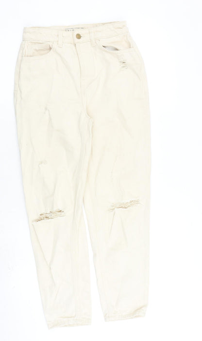 Cradle to Cradle Certified Womens Beige Cotton Boyfriend Jeans Size 6 L26 in Regular Zip