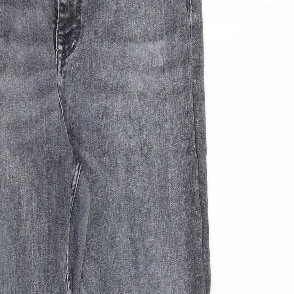 Zara Womens Grey Cotton Skinny Jeans Size 14 L27 in Regular Zip
