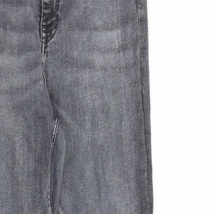 Zara Womens Grey Cotton Skinny Jeans Size 14 L27 in Regular Zip