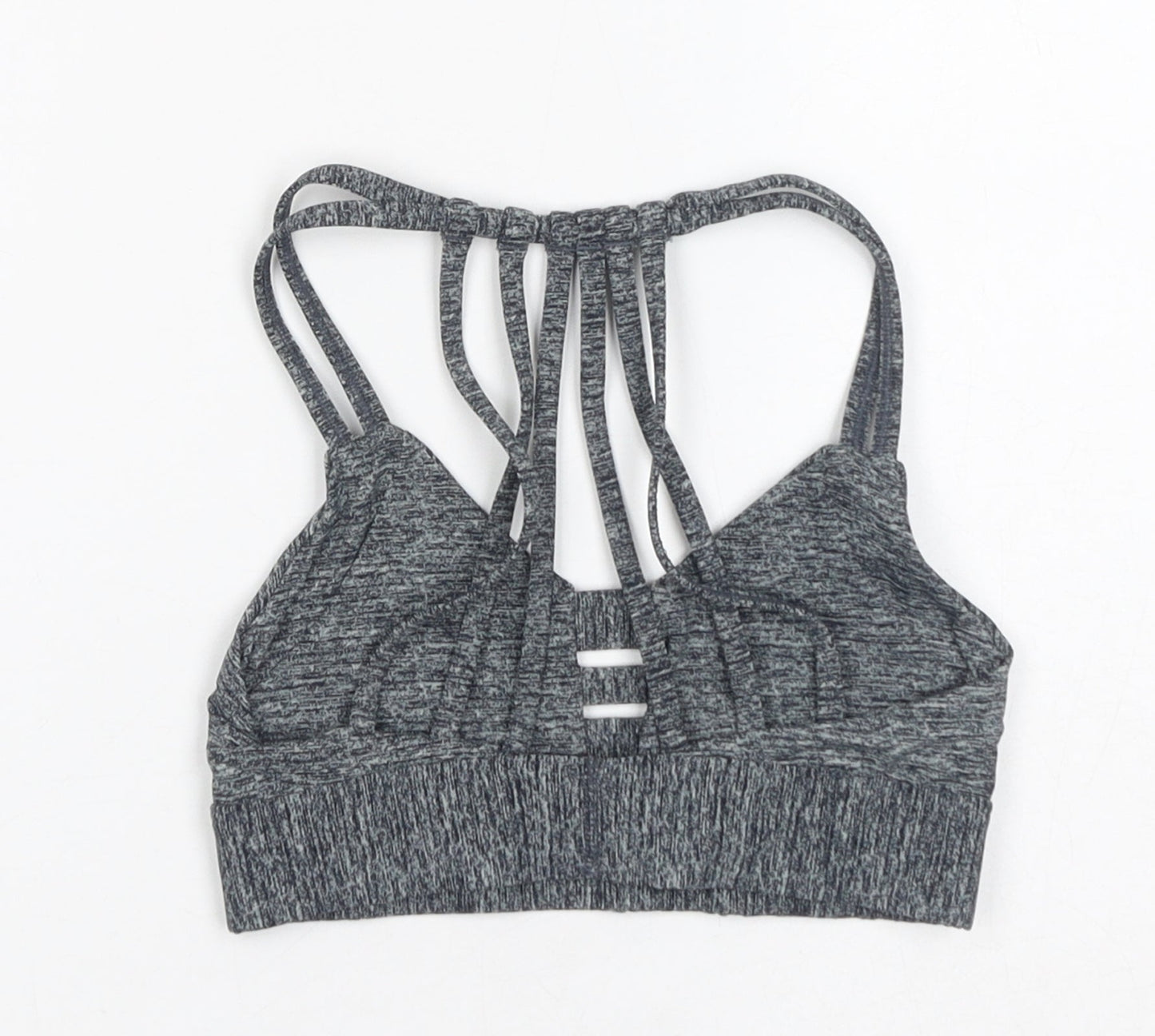 PINK Womens Grey Geometric Polyamide Cropped Tank Size XS V-Neck Pullover