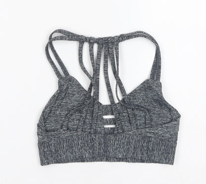PINK Womens Grey Geometric Polyamide Cropped Tank Size XS V-Neck Pullover