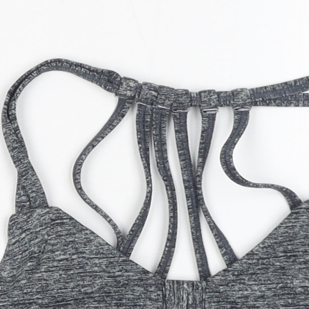 PINK Womens Grey Geometric Polyamide Cropped Tank Size XS V-Neck Pullover
