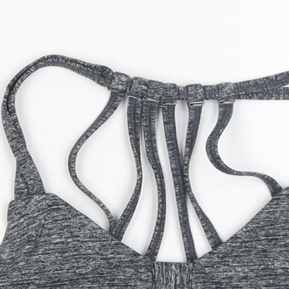 PINK Womens Grey Geometric Polyamide Cropped Tank Size XS V-Neck Pullover