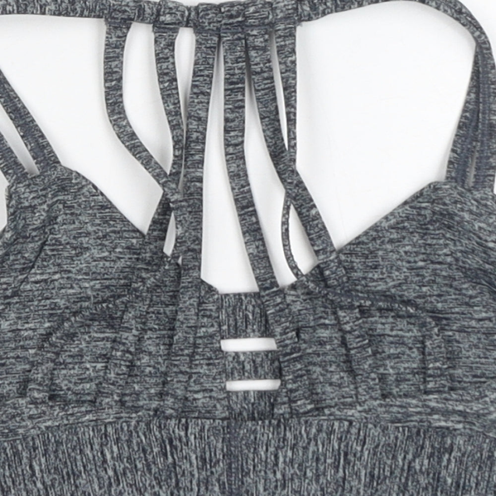 PINK Womens Grey Geometric Polyamide Cropped Tank Size XS V-Neck Pullover