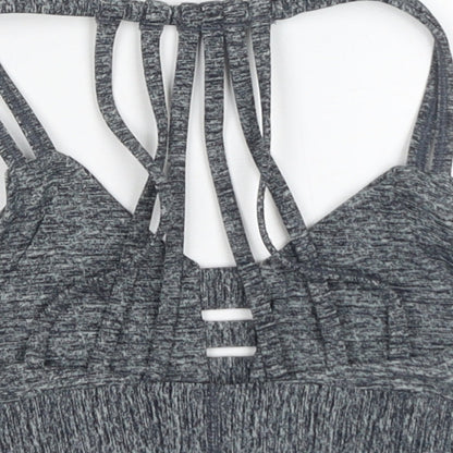 PINK Womens Grey Geometric Polyamide Cropped Tank Size XS V-Neck Pullover