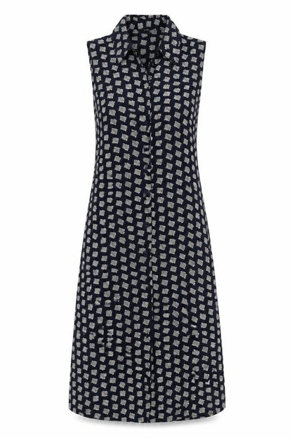 St Michael Womens Black Geometric Viscose Shirt Dress Size 8 Collared Button