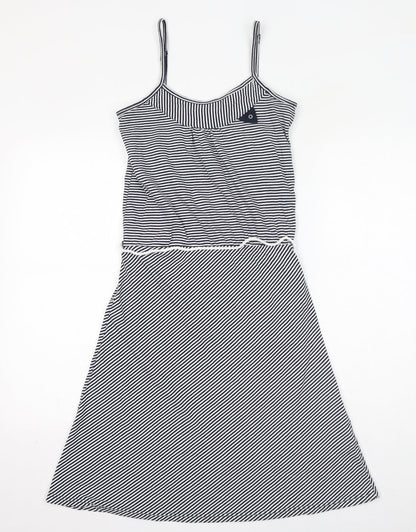 Don't Ask Amanda Womens Blue Striped Cotton A-Line Size S Scoop Neck Pullover