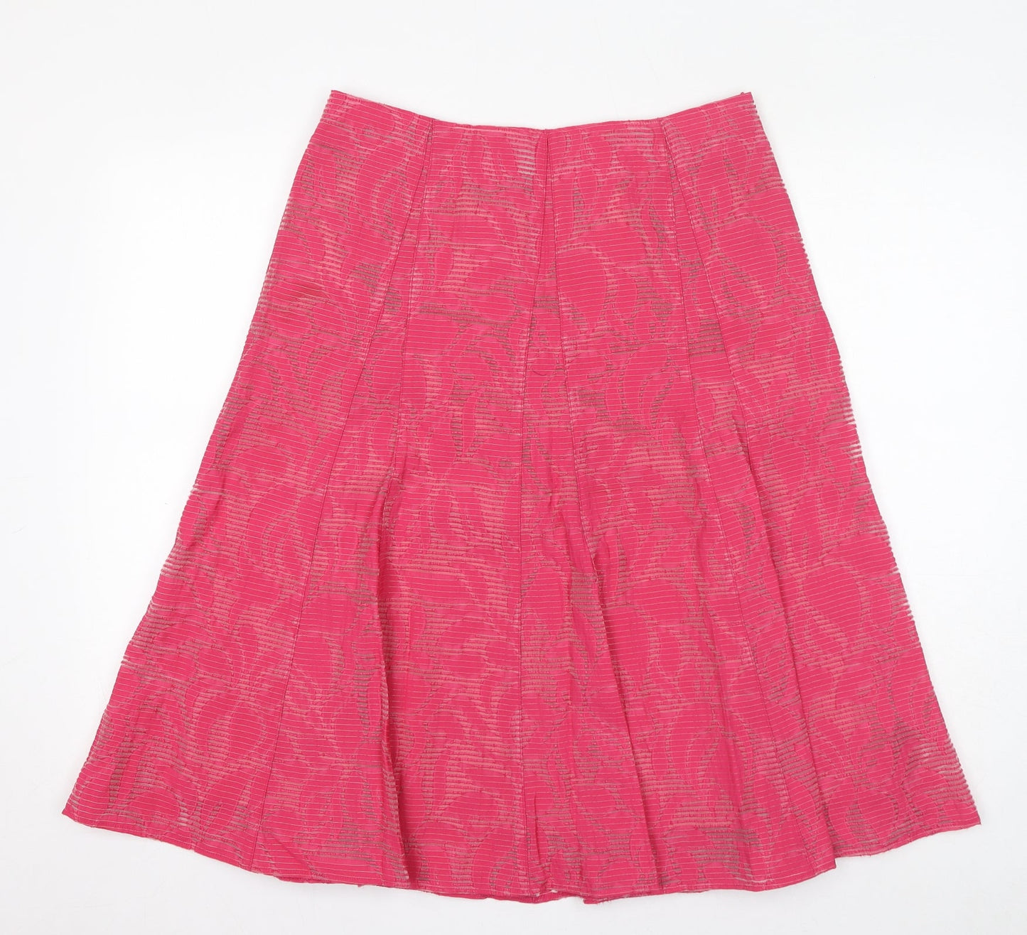 Classic Womens Pink Geometric Viscose Swing Skirt Size 12 Zip