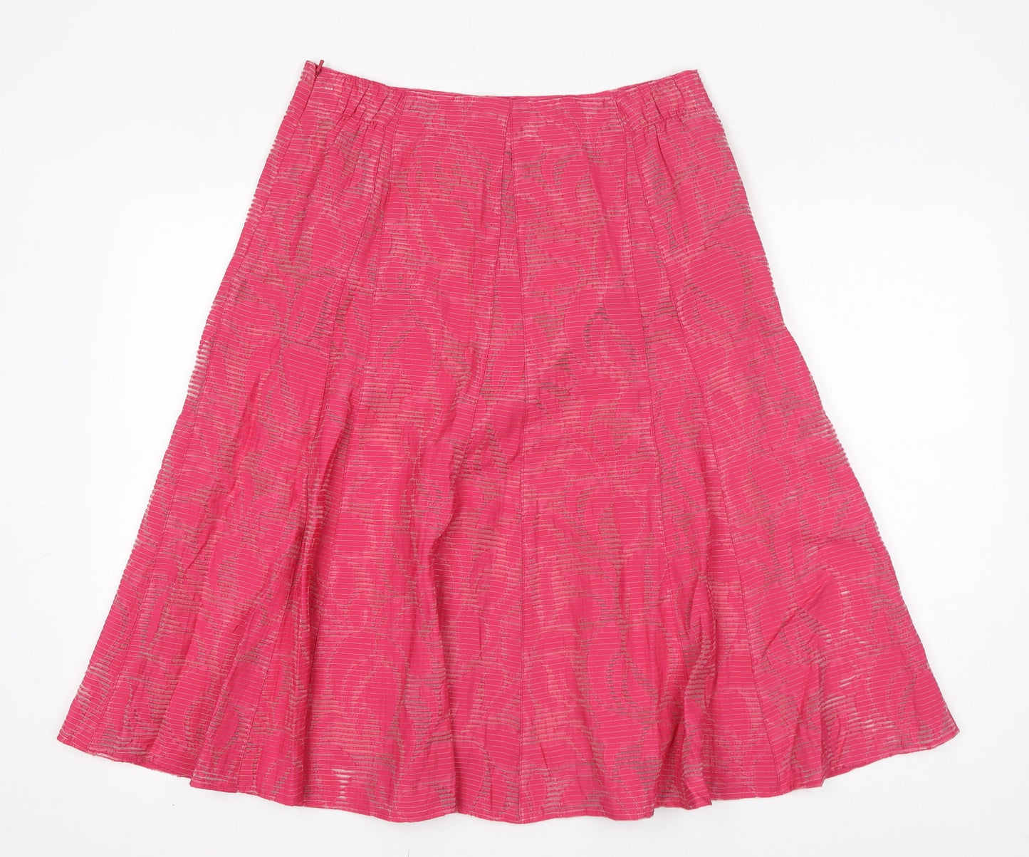 Classic Womens Pink Geometric Viscose Swing Skirt Size 12 Zip