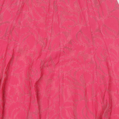 Classic Womens Pink Geometric Viscose Swing Skirt Size 12 Zip
