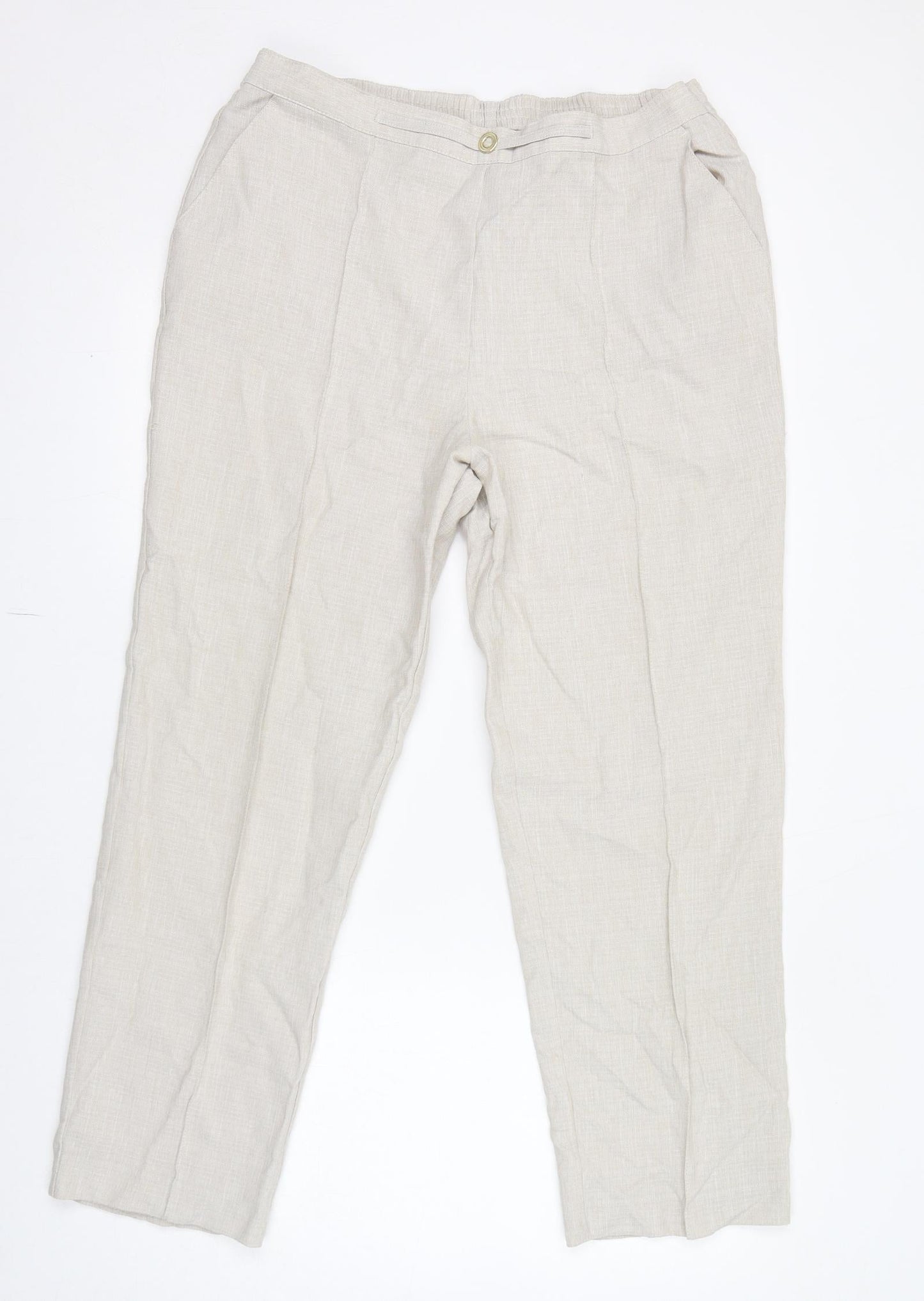 Womens UK Size 18 Marks and Spencer Regular Fit  Ivory Trousers